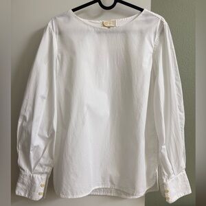 MARIA MCMANUS Organic Cotton Scoop Neck White Shirt Blouse XS